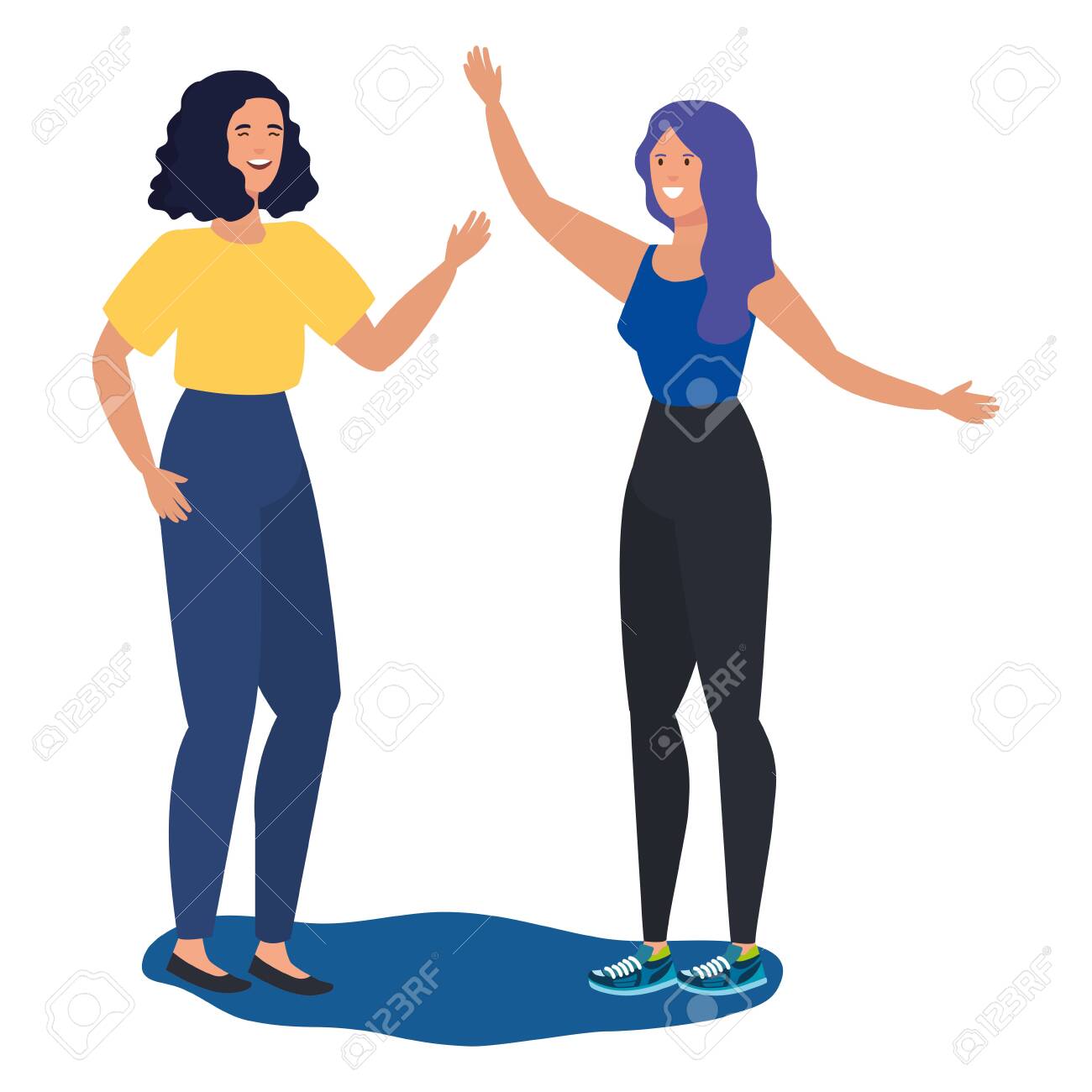 young girls friends celebrating characters vector illustration design - 130310650 young girls friends celebrating characters vector illustration design - 130310650