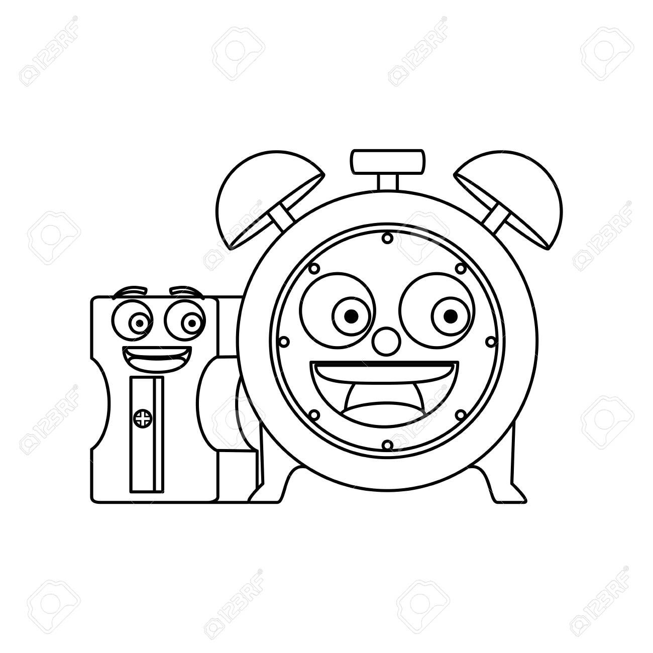 まんこ イラスト 目覚まし時計とシャープマンコキャラクターベクトルイラストデザインのイラスト素材・ベクター Image 134221149