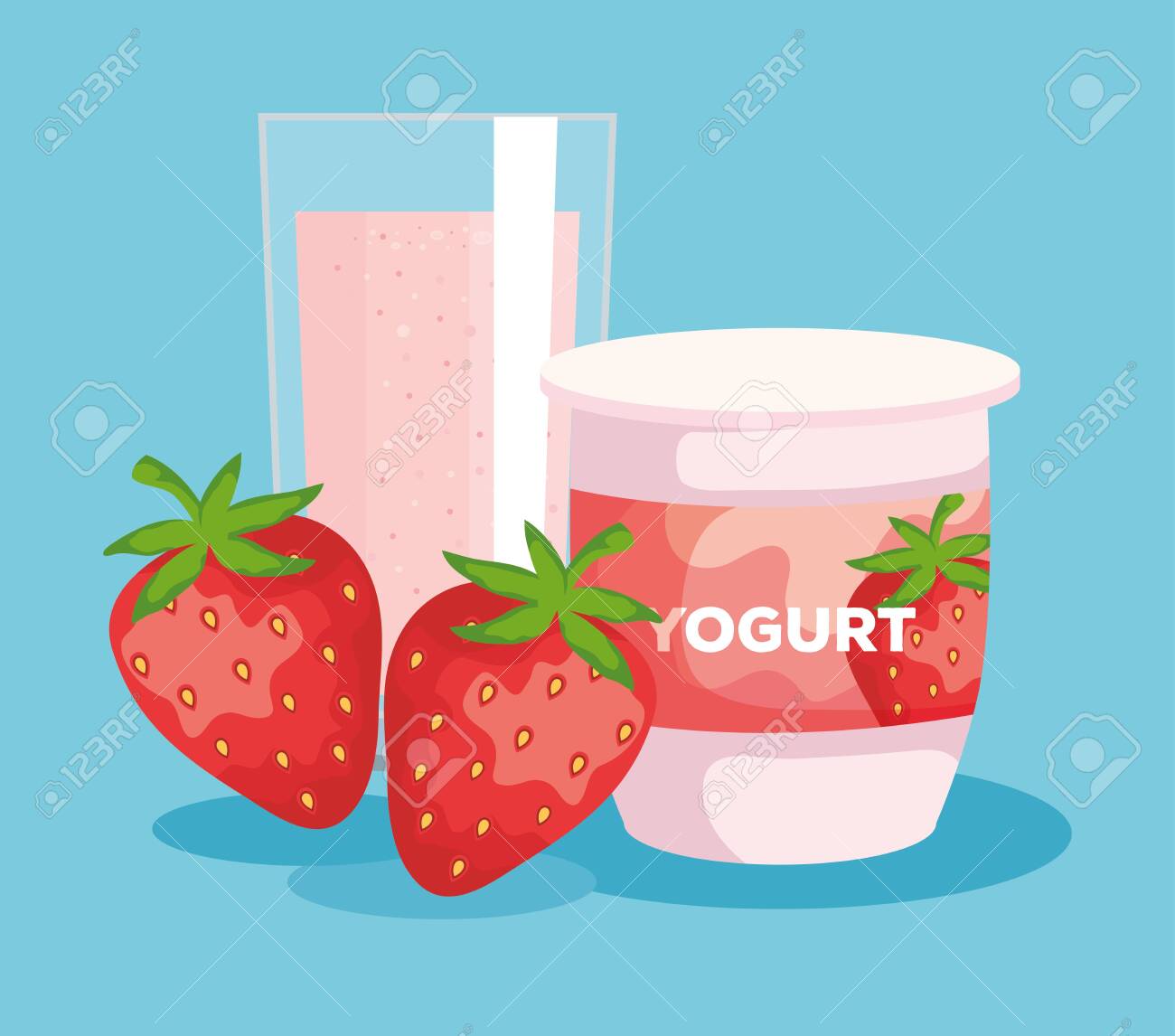 Strawberry yoghurt pot Stock Vector Images - Alamy, image size:1300x1146