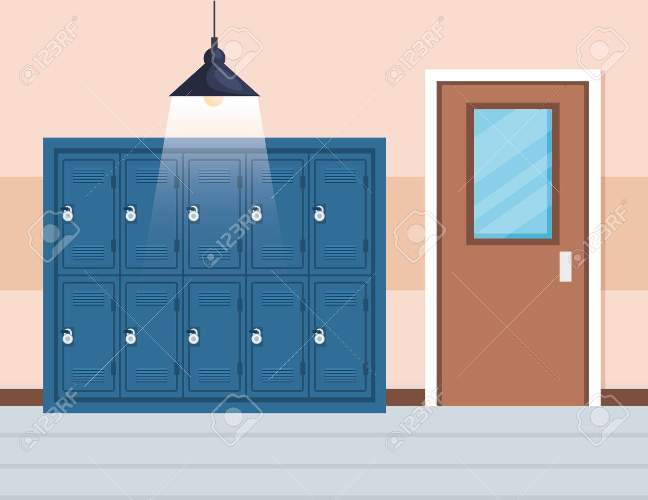 Lockers Elementary Education And Classroom Door To Back To School Vector  Illustration Royalty Free SVG, Cliparts, Vectors, and Stock Illustration.  Image 139938890., image size:1300x1002