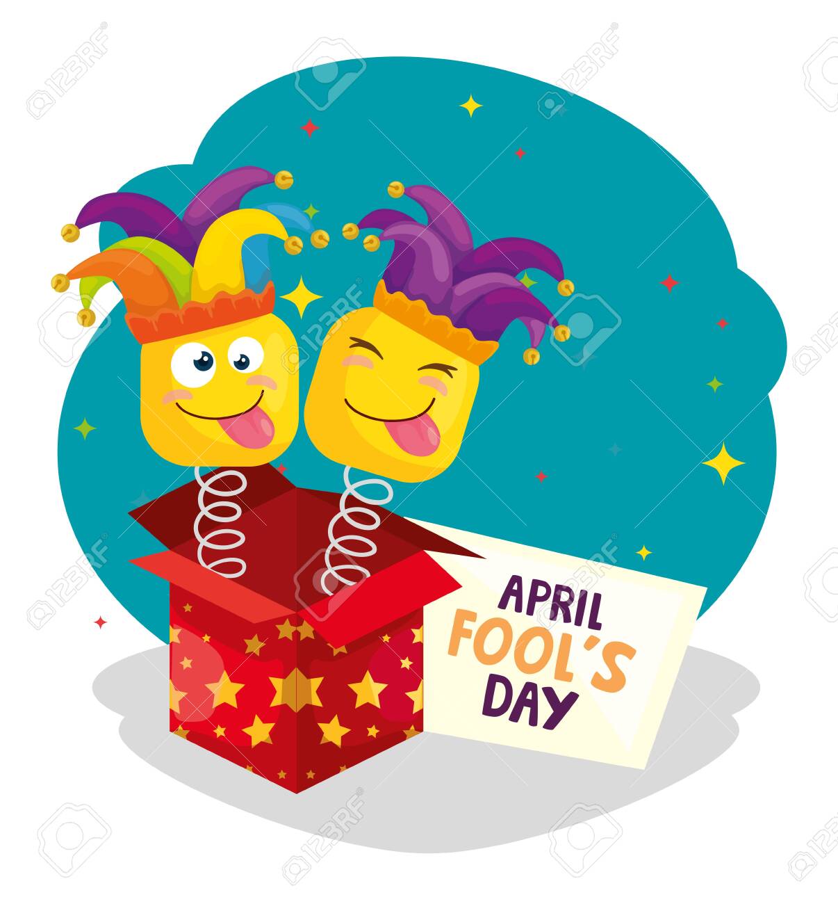 April Fool Day With Box Surprise And Icons Vector Illustration Stock Photo Picture And Royalty Free Image Image