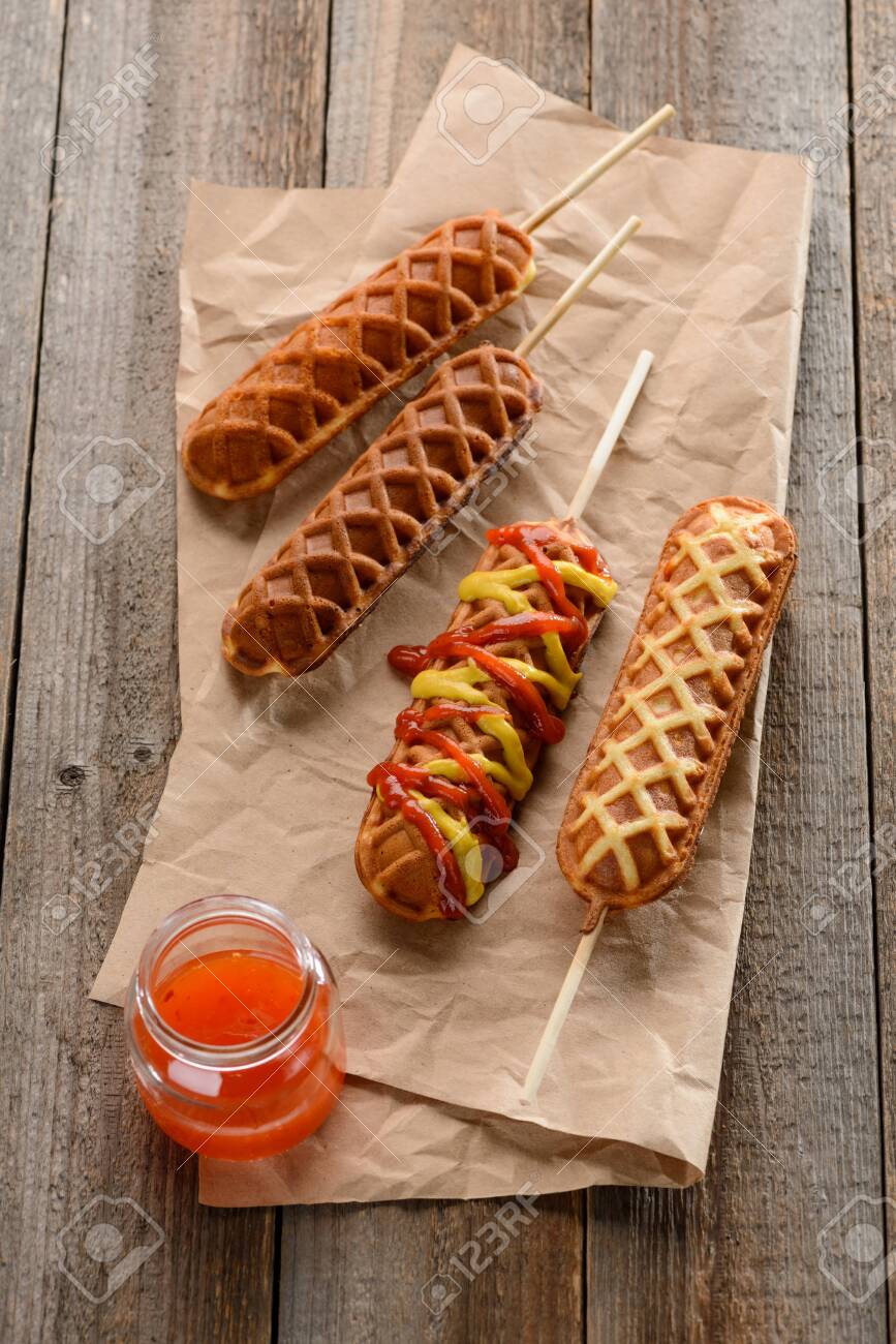 Waffle Corn Dogs Stock Photo Picture And Royalty Free Image Image 136801958