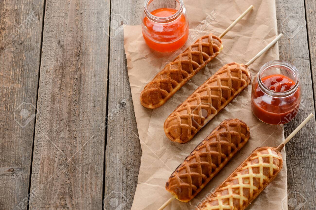 Delicious Waffle Corn Dogs Stock Photo Picture And Royalty Free Image Image 132221506