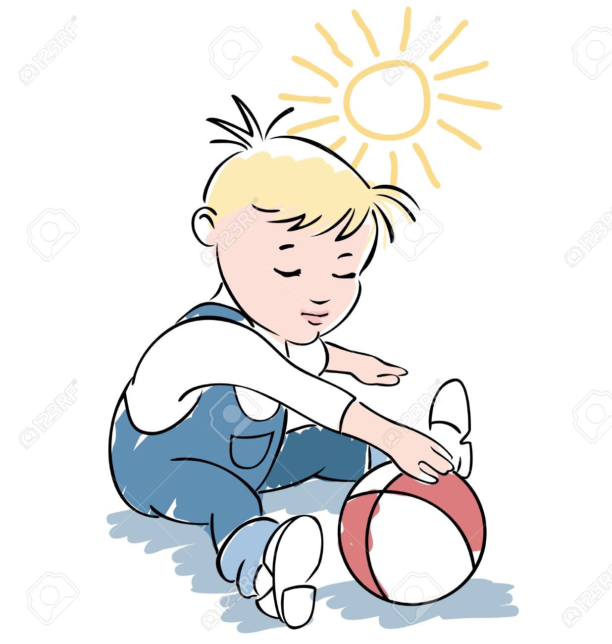 ボールで遊ぶ小さい子 のイラスト素材 ベクタ Image