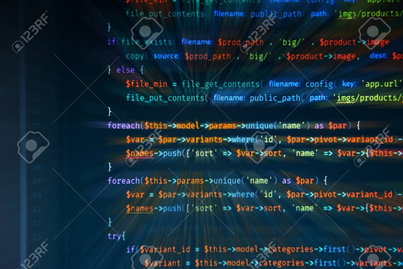 Macro Php Code With Rays Web Developing On The Php Language Stock