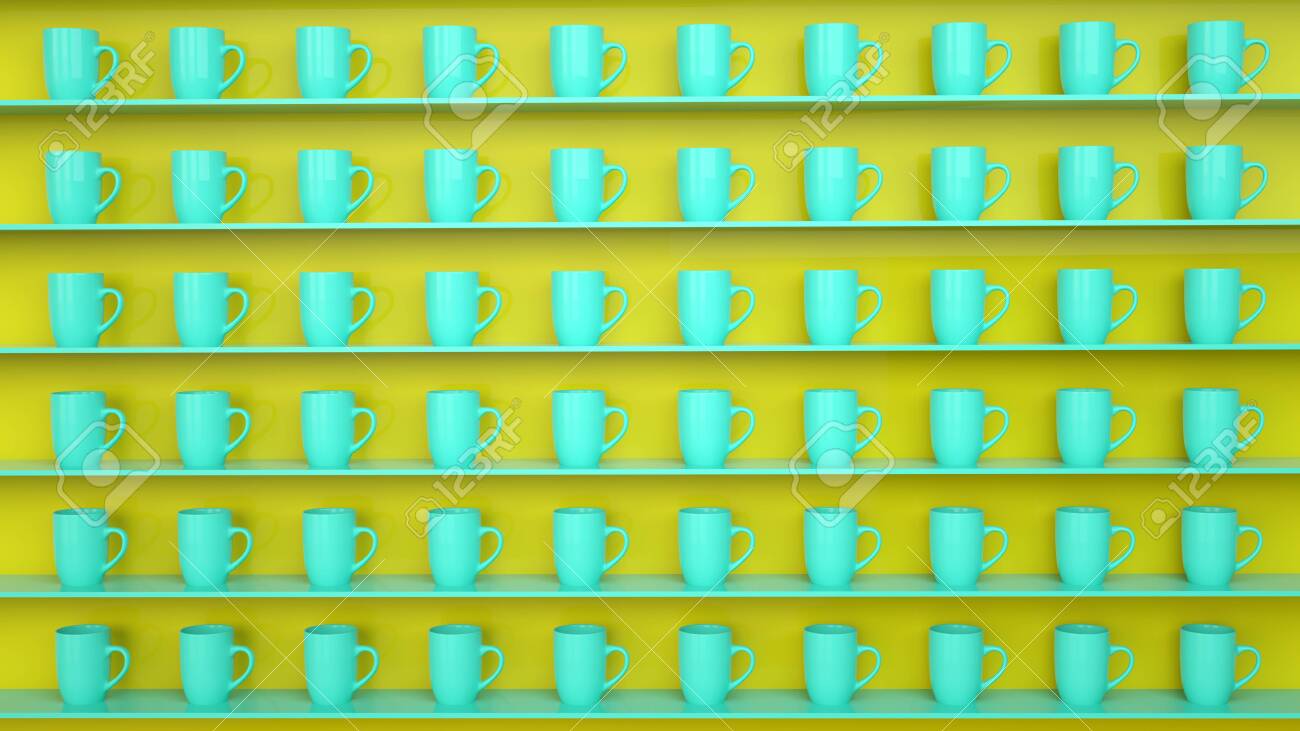 Download 3d Rendering Of Blue Mug Pattern Collection On Yellow Background Stock Photo Picture And Royalty Free Image Image 135898696 Yellowimages Mockups