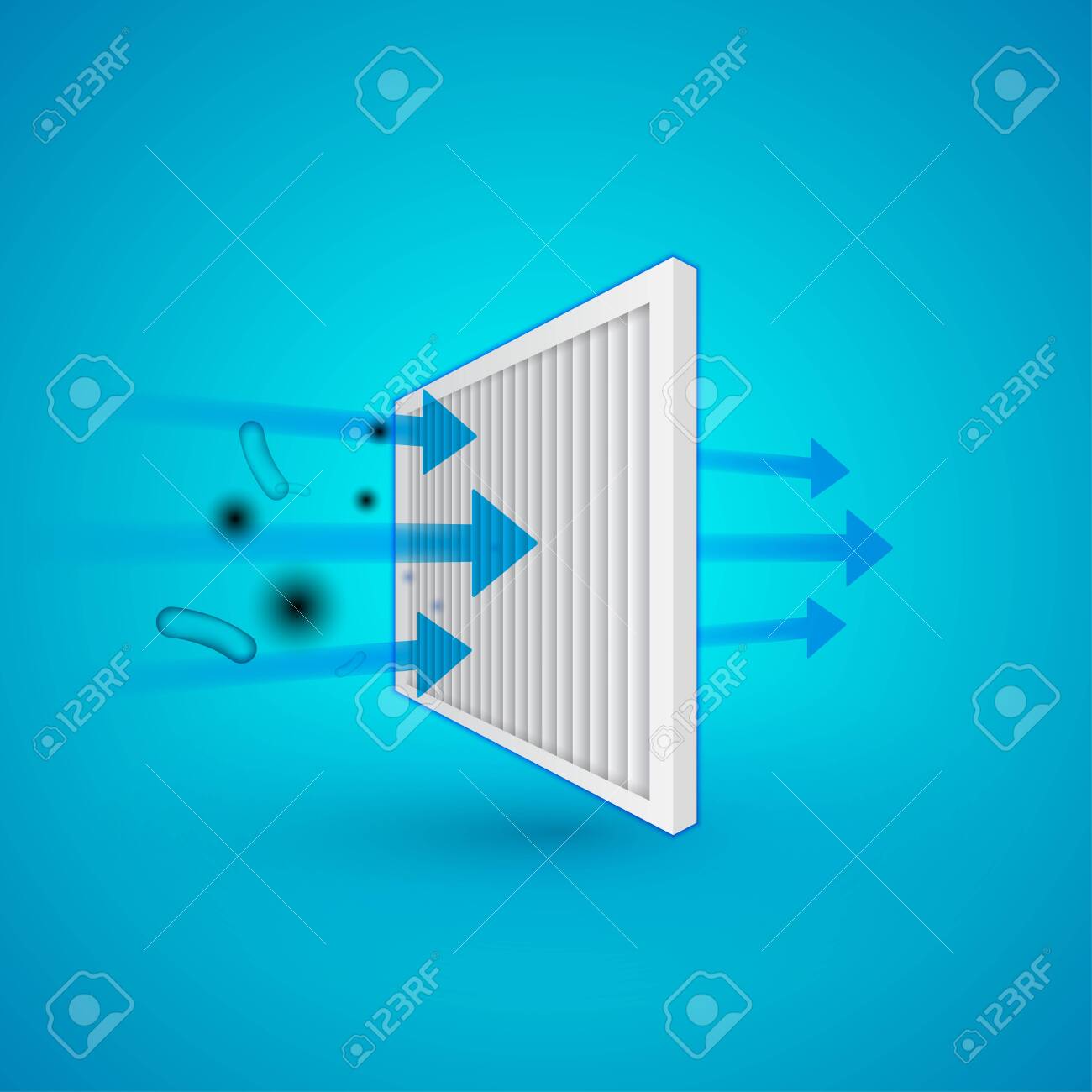 Air filter effect. Antibacterial, dust, solid particle filtration and ventilation technology example. - 142252435 Air filter effect. Antibacterial, dust, solid particle filtration and ventilation technology example. - 142252435