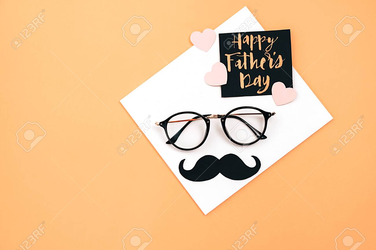 Happy Fathers Day Concept Top View Of Eyeglasses Card With Stock Photo Picture And Royalty Free Image Image