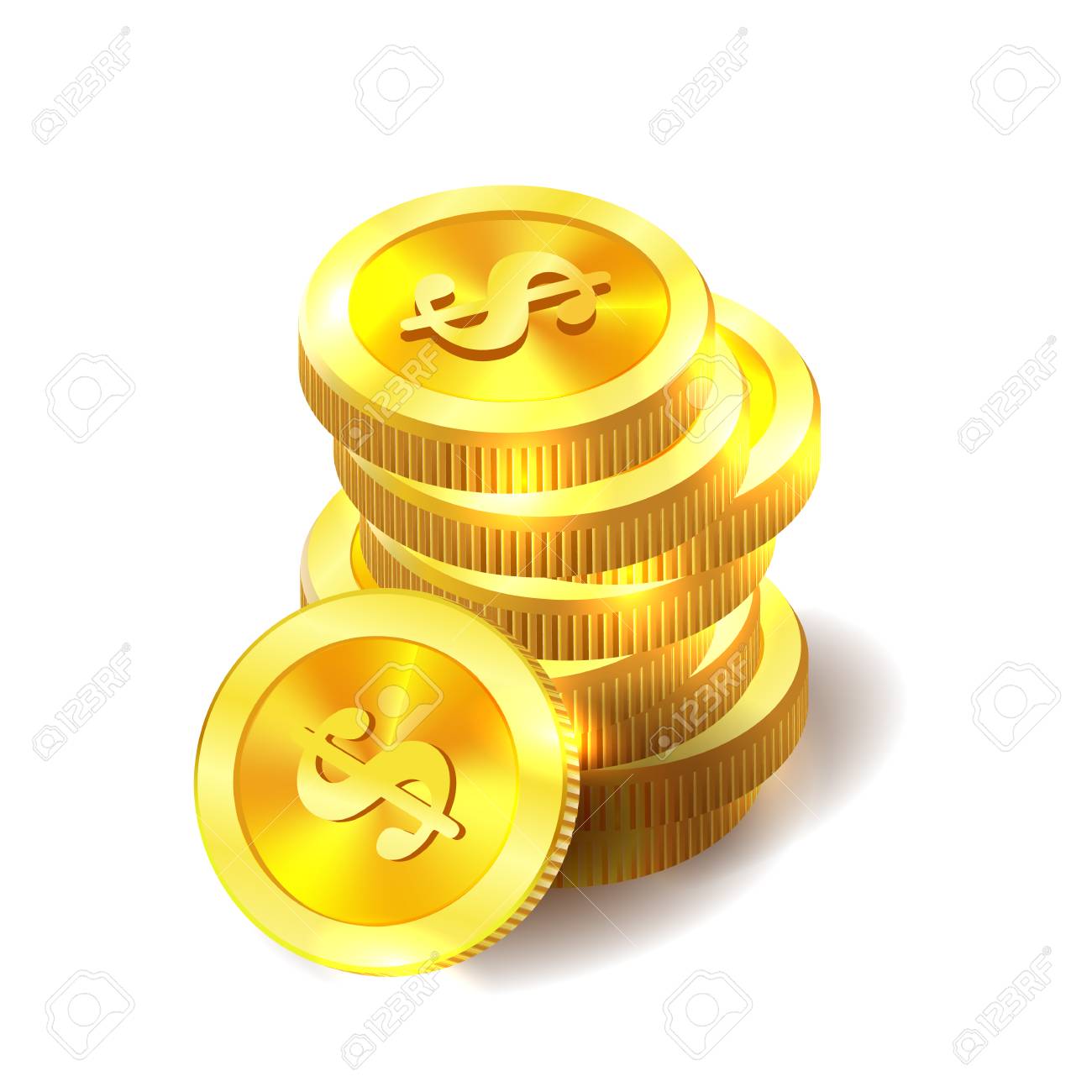 金貨のベクターイラスト お金は白で隔離された のイラスト素材 ベクタ Image