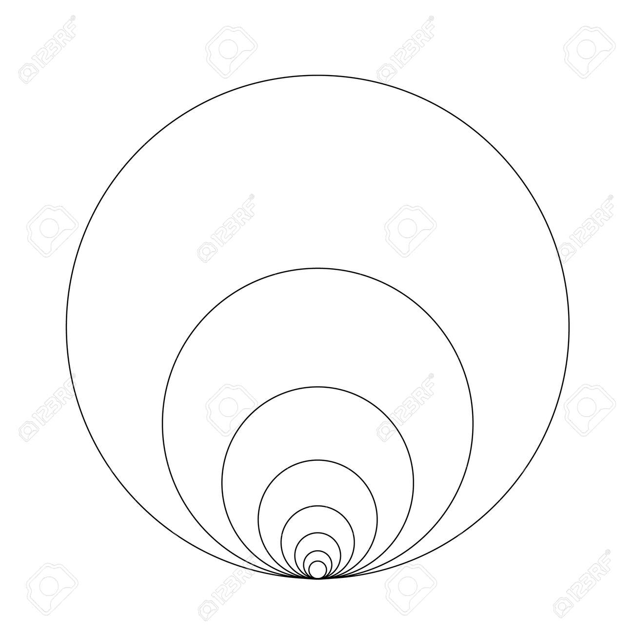 피보나치 수열 원. 황금 비율. 기하학적 모양 나선형. 황금 비율의 원. 미래 지향적인 미니멀 패션 디자인 로열티 무료 사진, 그림,  이미지 그리고 스톡포토그래피. Image 174592892