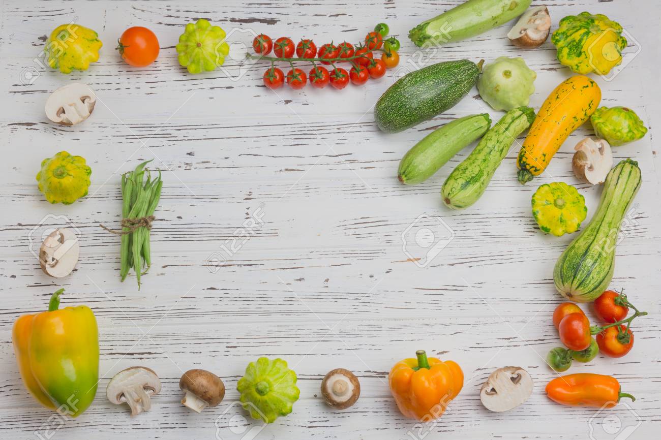 Download Fresh Vegetables On White Wood Background Mockup For Menu Or Stock Photo Picture And Royalty Free Image Image 91827962