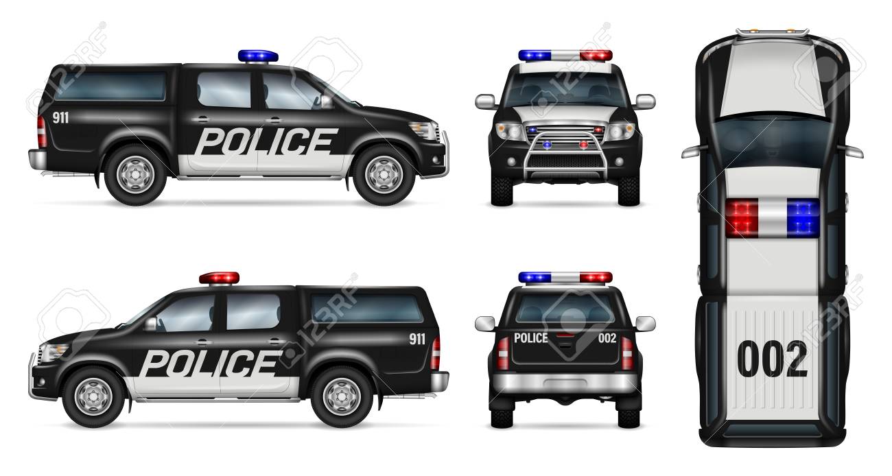 police car vector mock up isolated template of black pickup