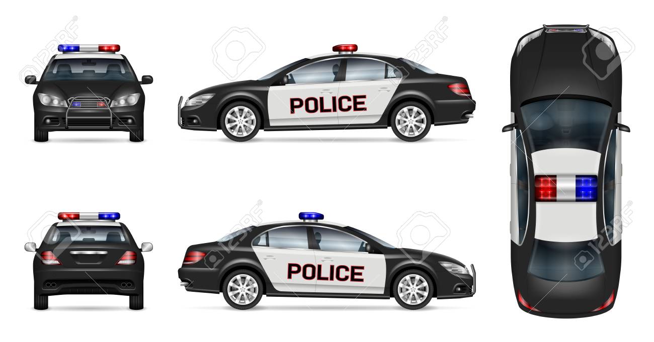 Download Police Car Vector Mockup On White Background View From Side Royalty Free Cliparts Vectors And Stock Illustration Image 118559056
