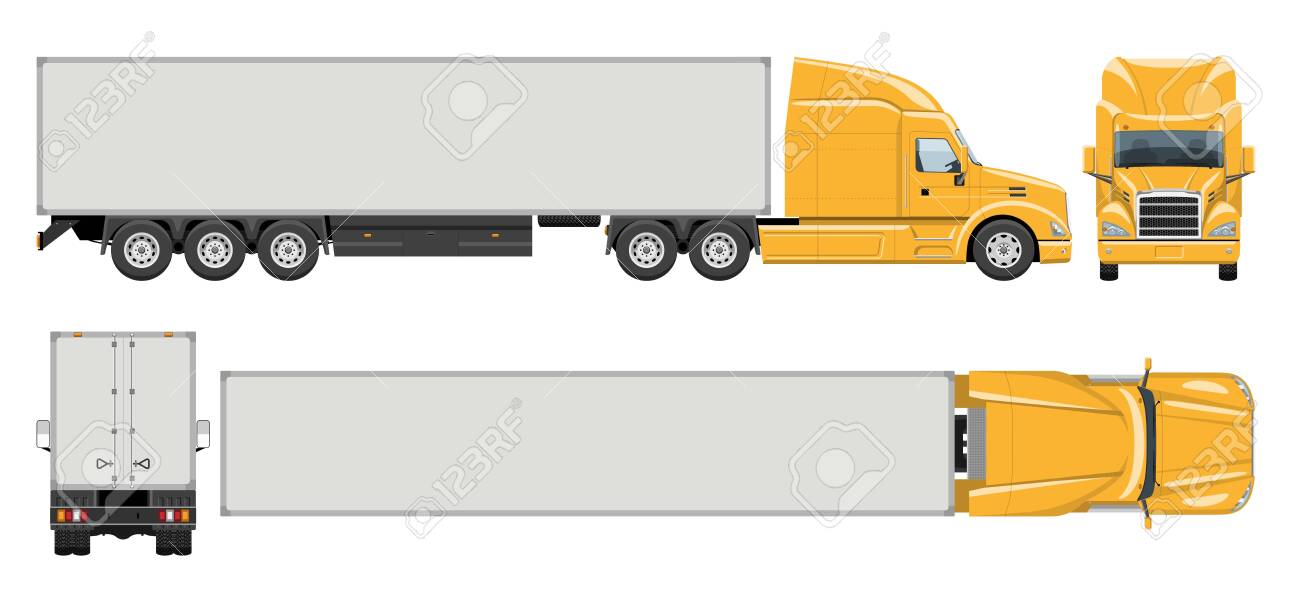 Semi trailer truck vector template with simple colors without gradients and effects. View from side, front, back, and top - 151393813 Semi trailer truck vector template with simple colors without gradients and effects. View from side, front, back, and top - 151393813