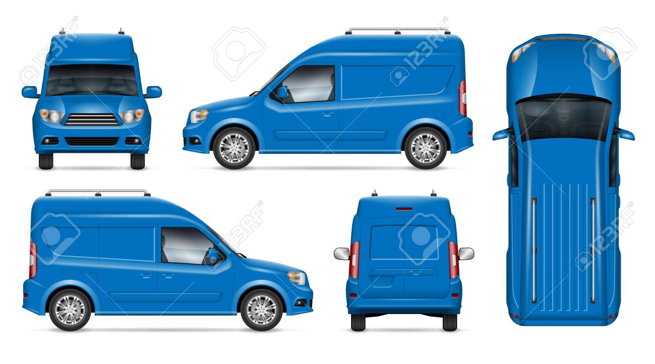 Download Delivery Blue Van Vector Mockup For Vehicle Branding Advertising Royalty Free Cliparts Vectors And Stock Illustration Image 153217888
