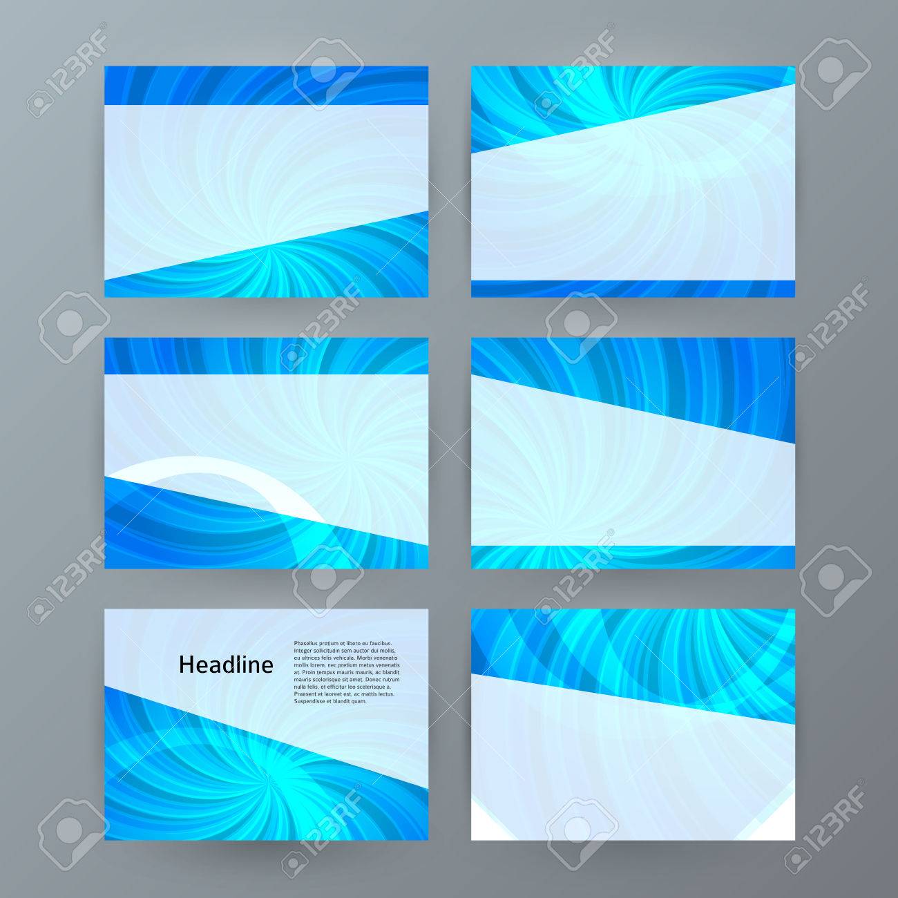 Plantillas De Negocios Para Diapositivas De Presentacion Multiproposito Facil Editable Vector Eps 10 Diseno Conjunto De 6 Anuncio De Folleto De Diseno Efecto De Luz De Resplandor Sobre Fondo Azul Flyer Partido