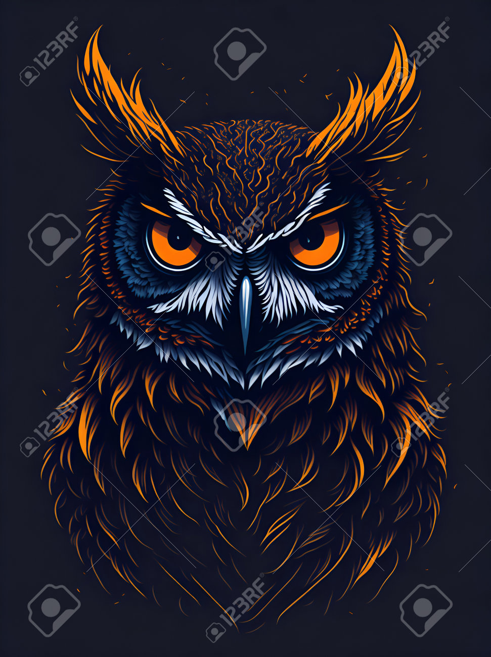 Owl Painting. AI Generated Illustration Stock Photo, Picture and Royalty  Free Image. Image 203791444.