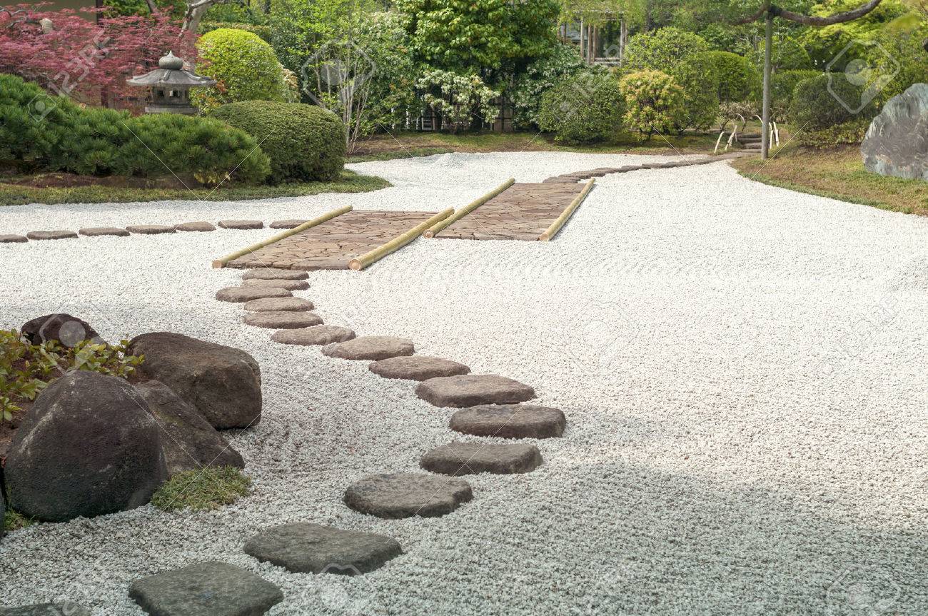 Ideas de jardín Zen jardín de piedra con el símbolo chino de la