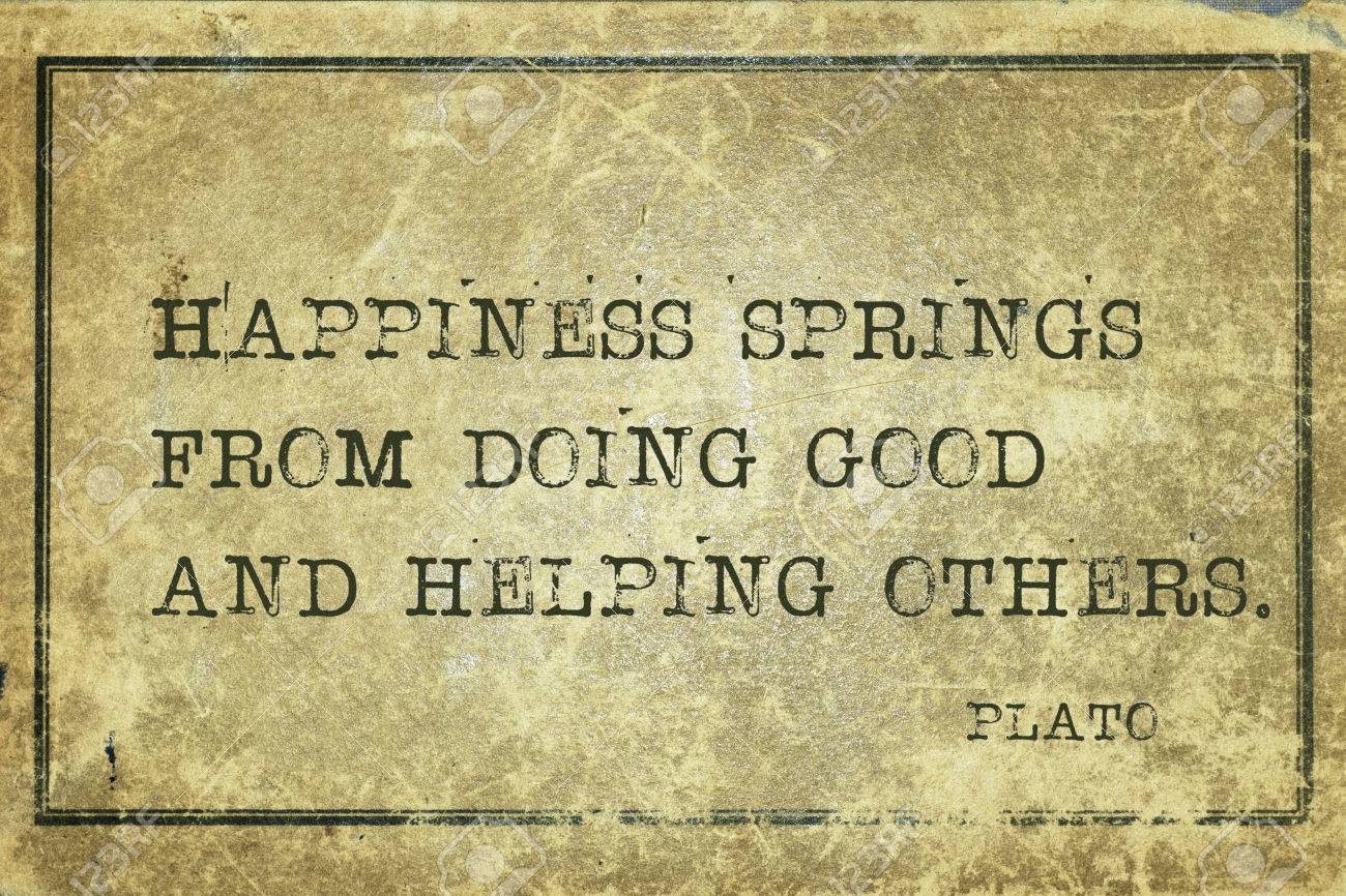 Le Bonheur Vient De Faire Le Bien Ancien Philosophe Grec Platon Citation Imprimee Sur Grunge Carton Cru Banque D Images Et Photos Libres De Droits Image