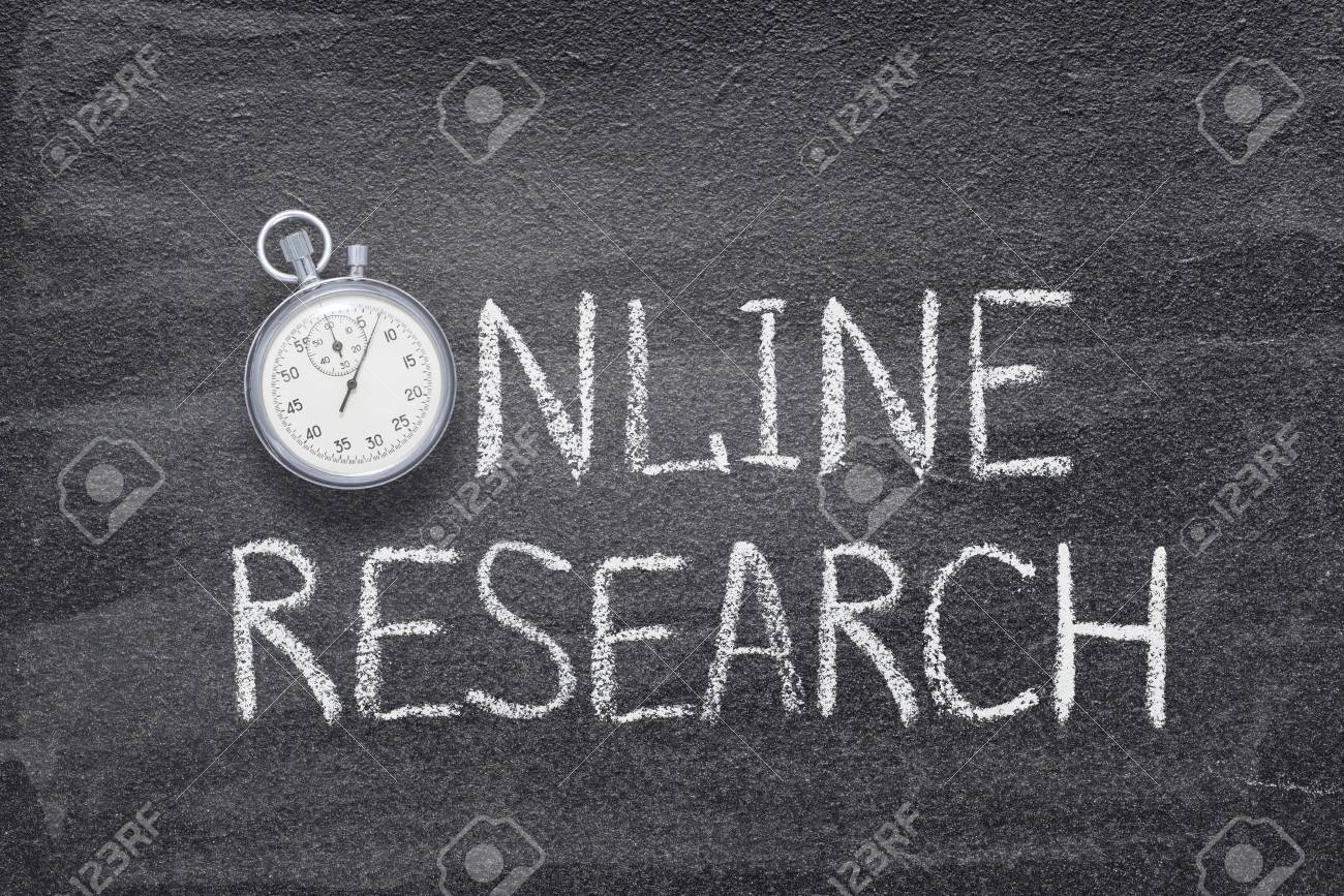 online research phrase handwritten on chalkboard with vintage online chalkboard