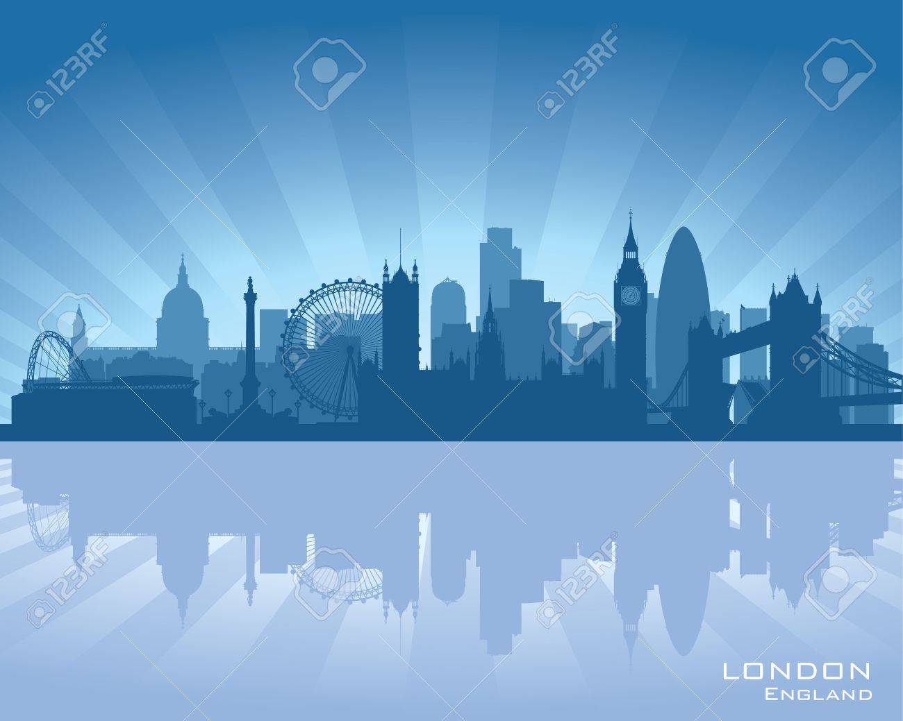 London, England skyline with reflection in water - 16708358 London, England skyline with reflection in water - 16708358