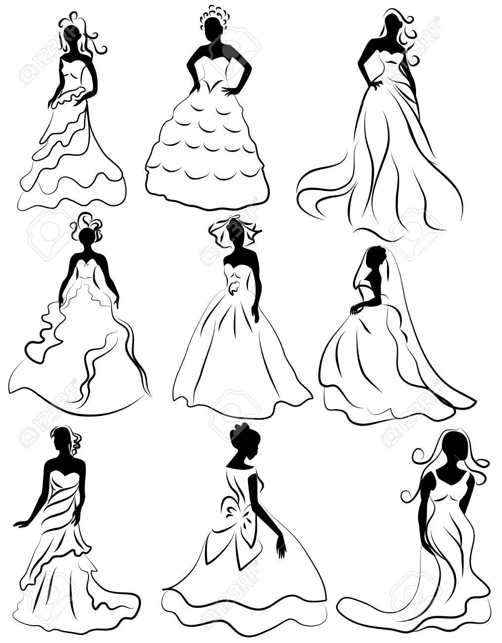結婚式にて花嫁のイラスト キット シルエットのイラスト素材 ベクタ Image 結婚式にて花嫁のイラスト キット シルエットのイラスト素材 ベクタ Image