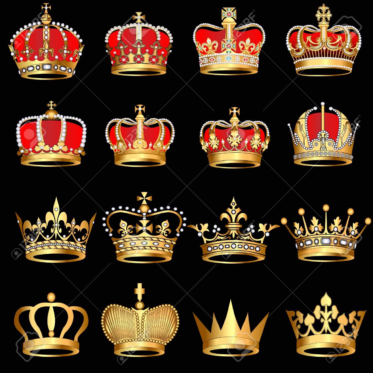 Illustration Set Gold Crowns On Black Background Royalty Free SVG, Cliparts,  Vectors, and Stock Illustration. Image 13799498., image size:1300x1300