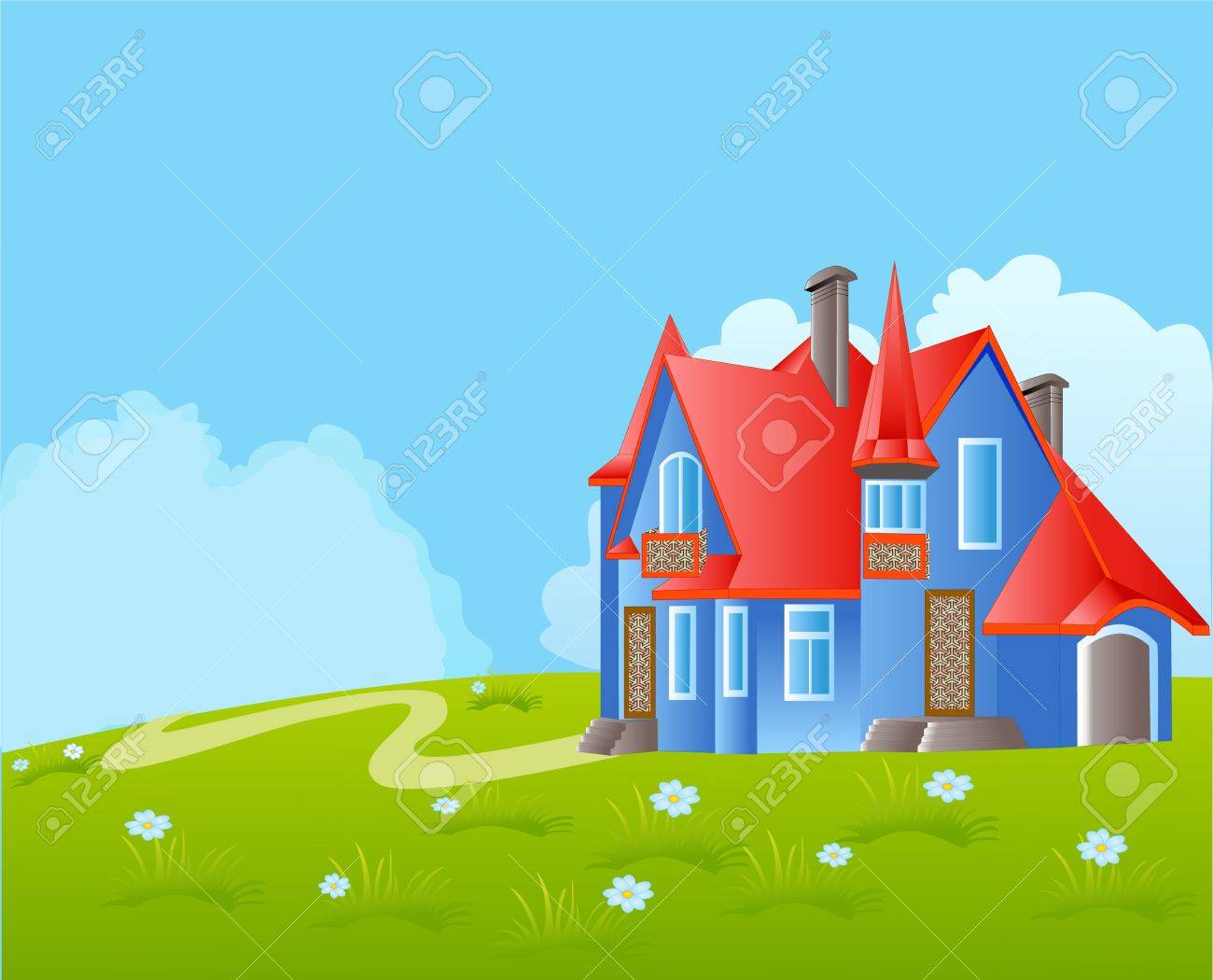 美しいイラスト家のハーブと空の背景のバルコニーでのイラスト素材 ベクタ Image 美しいイラスト家のハーブと空の背景のバルコニーでのイラスト素材 ベクタ Image