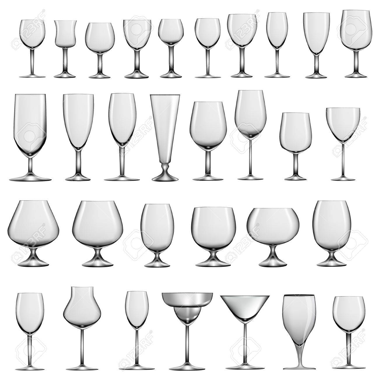 Illustration Set Of Empty Glass Goblets 