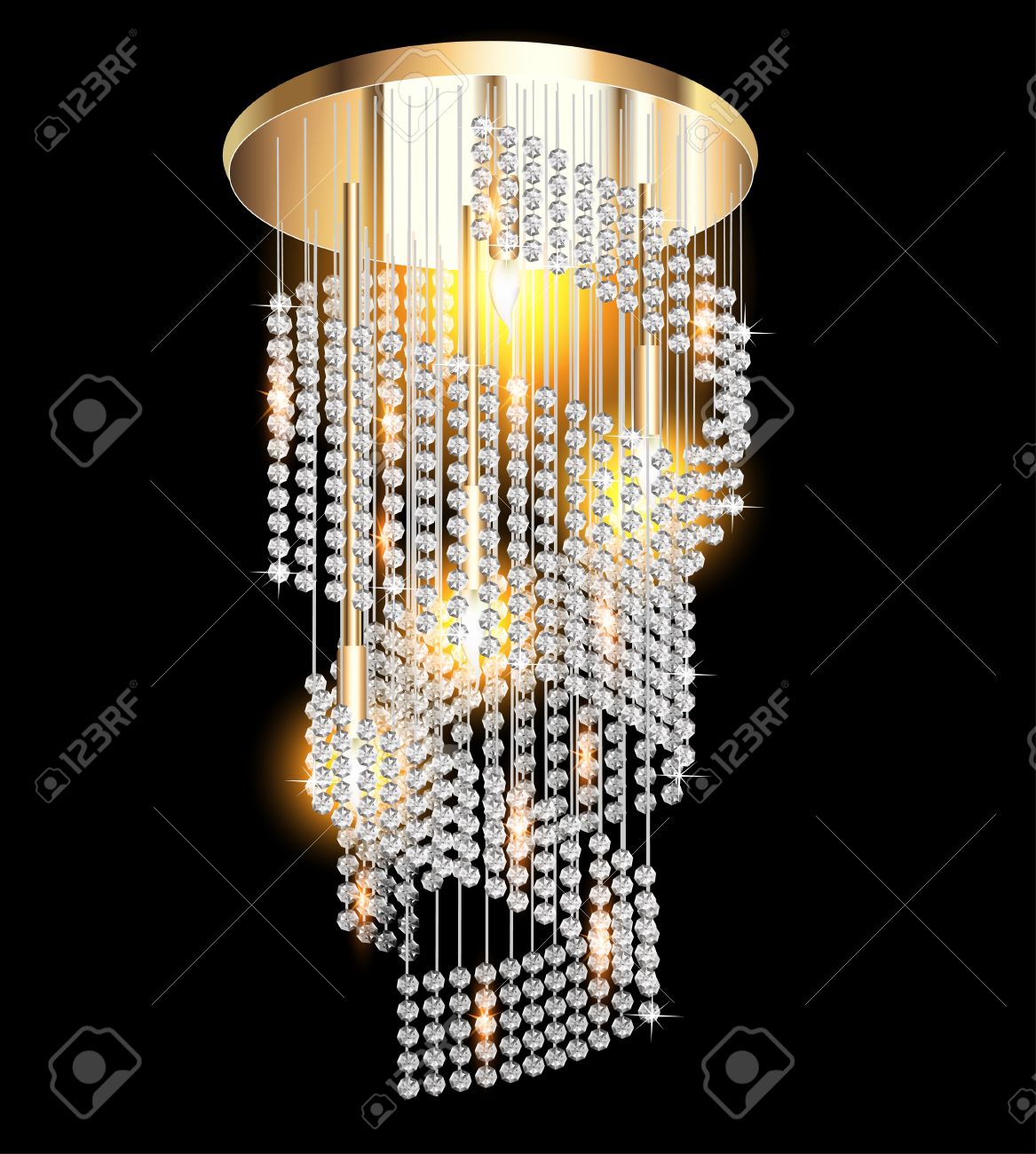 Illustrazione di un lampadario moderno con pendenti in cristallo ... Lampadario ultramoderno