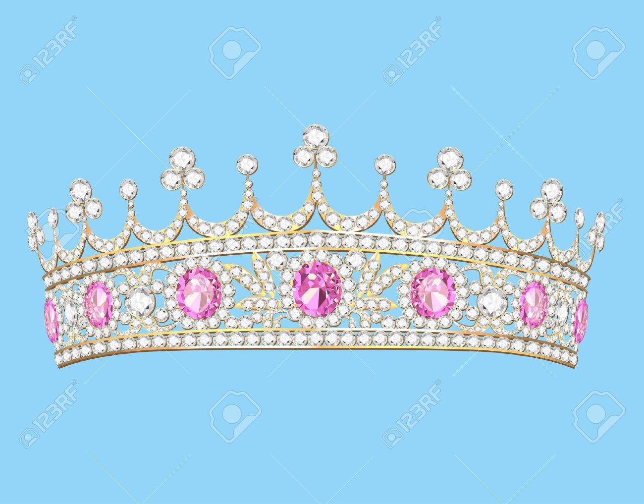 貴重な石でイラストの女性の金の王冠ティアラのイラスト素材 ベクタ Image