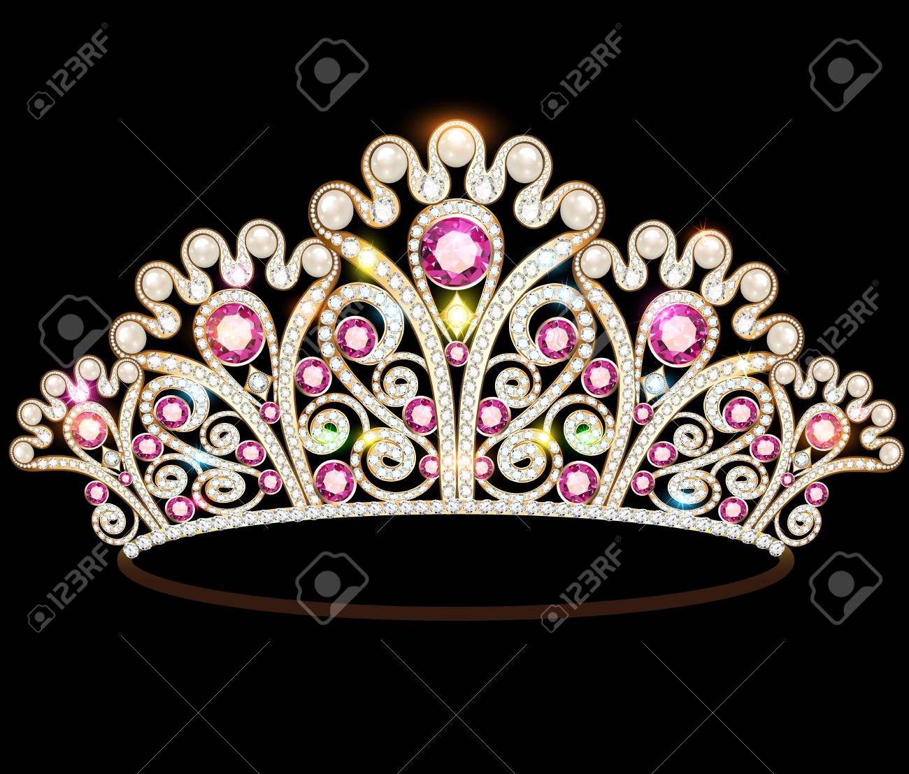きらびやかな宝石のイラスト王冠ティアラの女性のイラスト素材 ベクタ Image