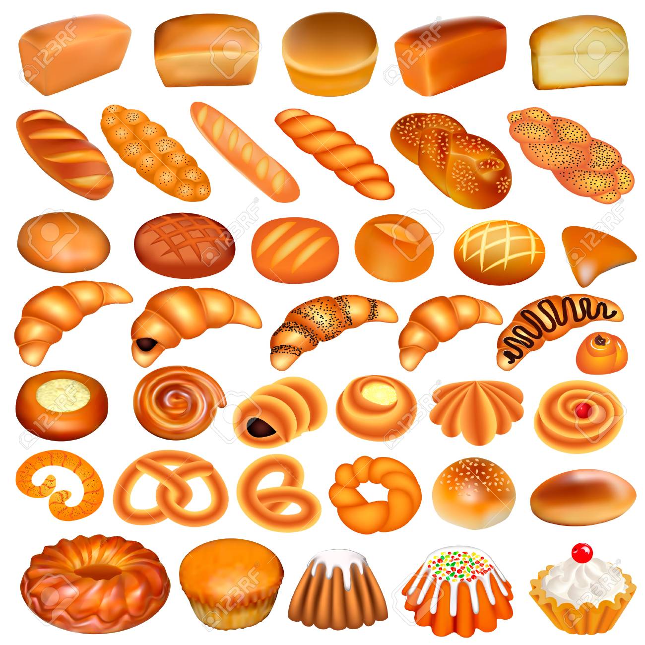 パンのセットのイラスト のイラスト素材 ベクタ Image パンのセットのイラスト のイラスト素材 ベクタ Image