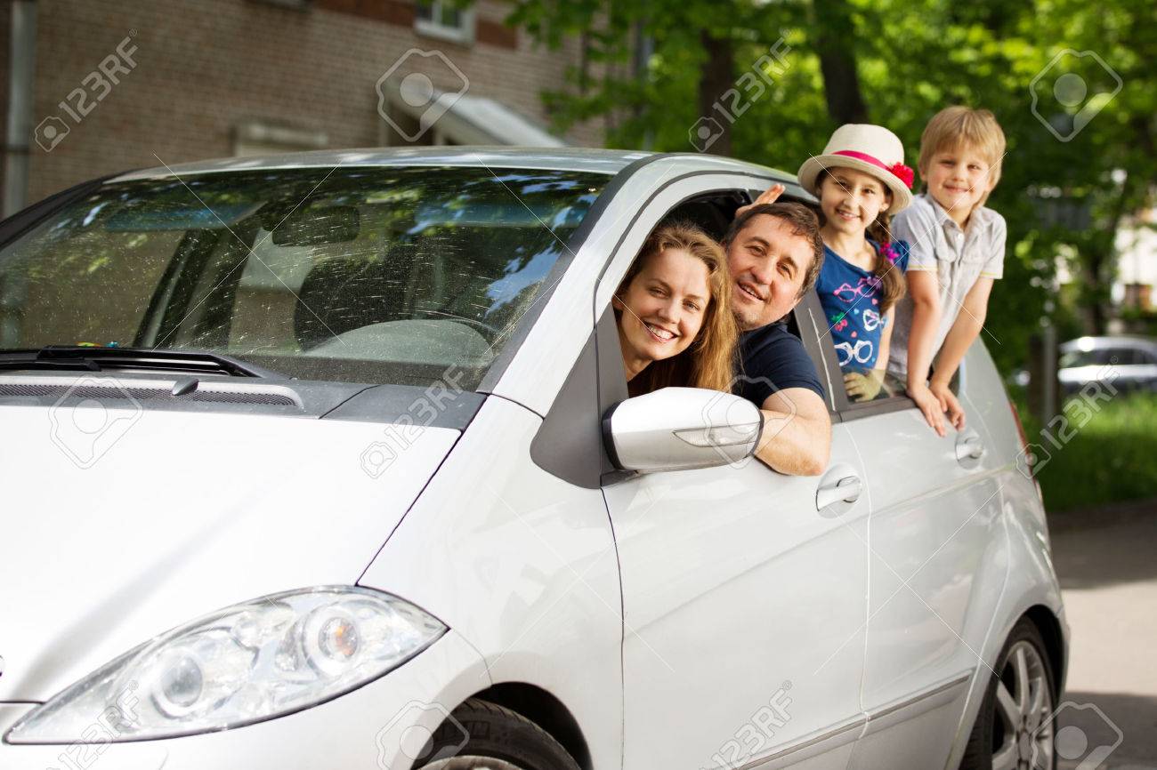 Happy Family In Car Going On A Picnic Stock Photo, Picture And Royalty Free  Image. Image 49469359.