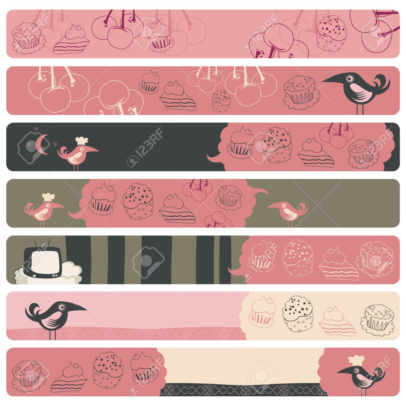 cute banner backgrounds set with confectionery theme royalty free free banner backgrounds