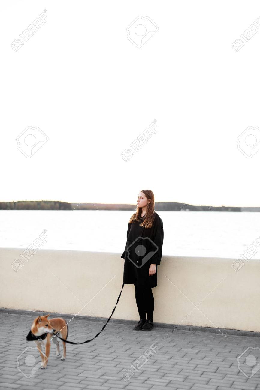 Young black girl dog leash Young black girl dog leash
