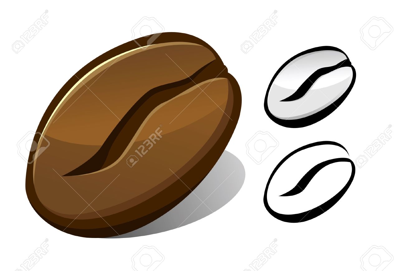 Illustration Of Coffee Bean In Full Color And Black And White. Royalty Free  SVG, Cliparts, Vectors, and Stock Illustration. Image 20232221., image size:1300x870