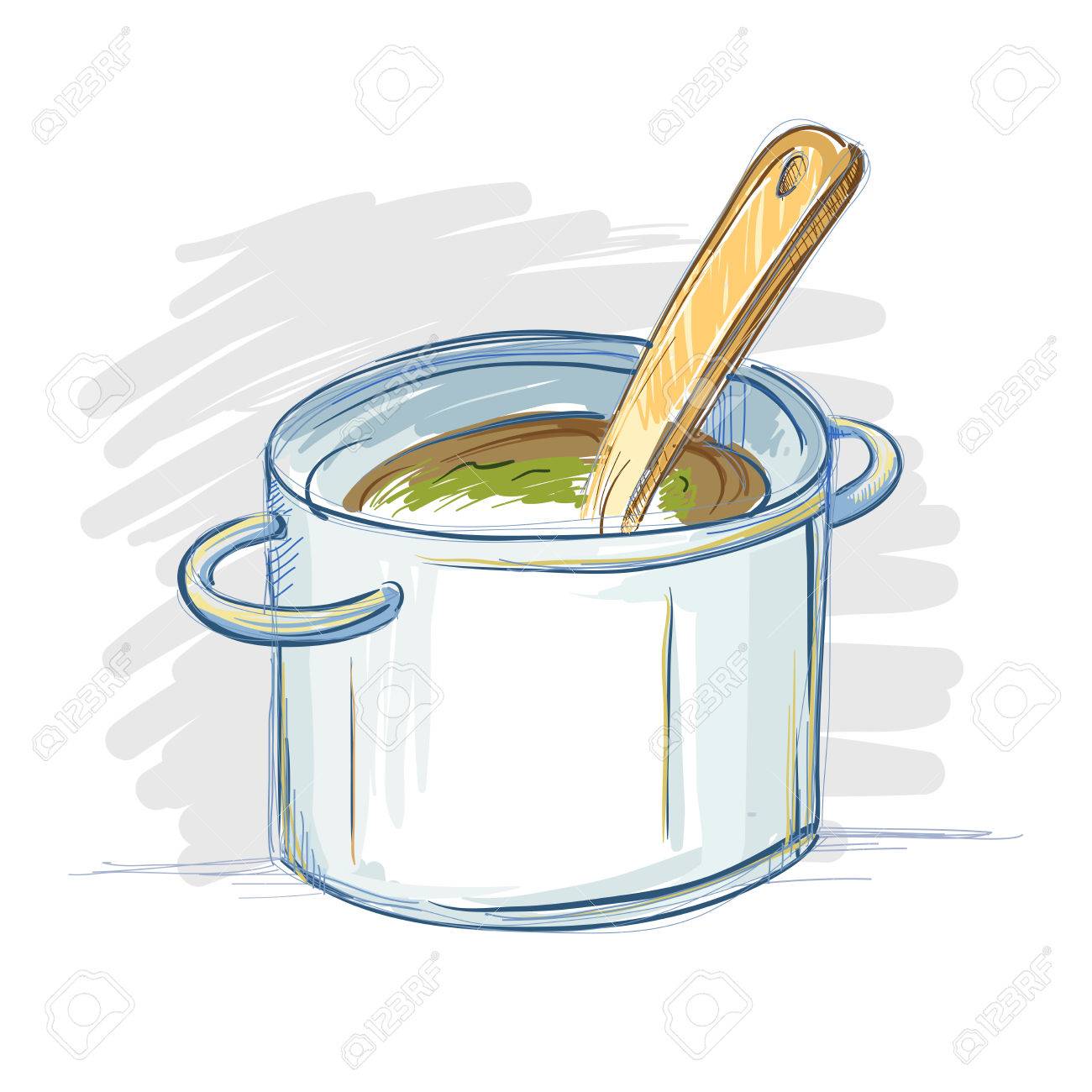 Hand Drawing Of A Cooking Pot In Doodle Or Sketch Style, Vector  Illustration Royalty Free SVG, Cliparts, Vectors, and Stock Illustration.  Image 43682469.
