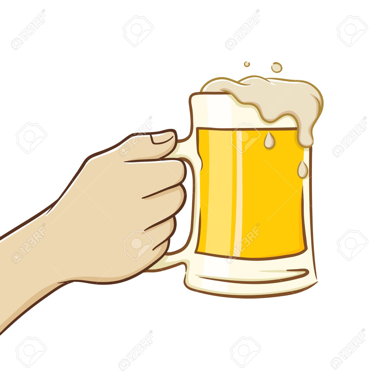 Hand Holding A Big Glass Of Beer In Vector Illustration Royalty Free Cliparts Vectors And Stock Illustration Image 46035302