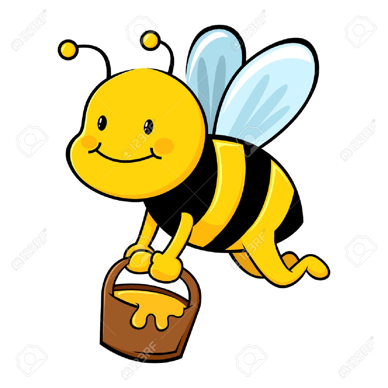ミツバチは 蜂蜜のバケツを運ぶのイラスト素材 ベクタ Image ミツバチは 蜂蜜のバケツを運ぶのイラスト素材 ベクタ Image