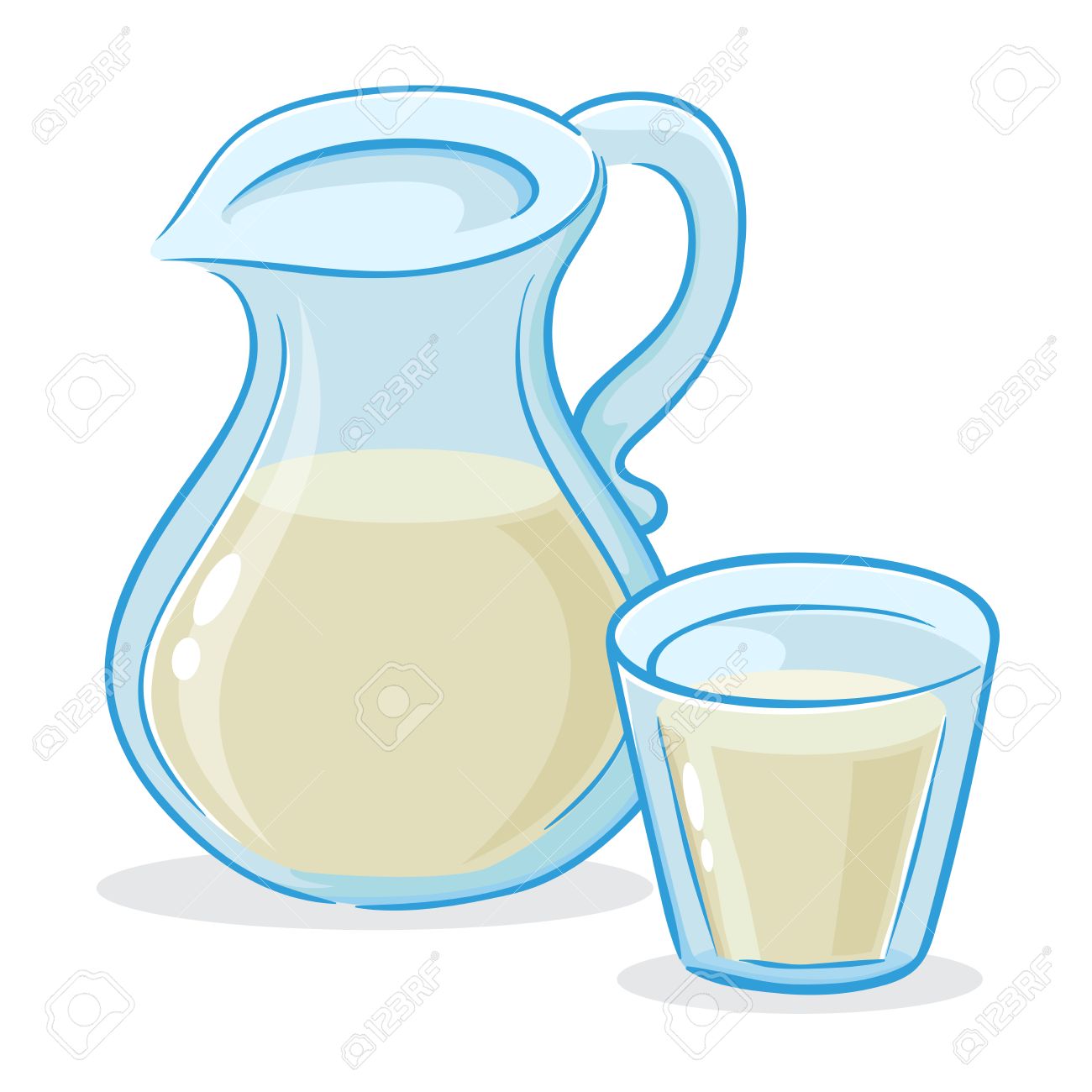 Dessin à La Main Dun Verre De Lait Et Une Cruche Illustration
