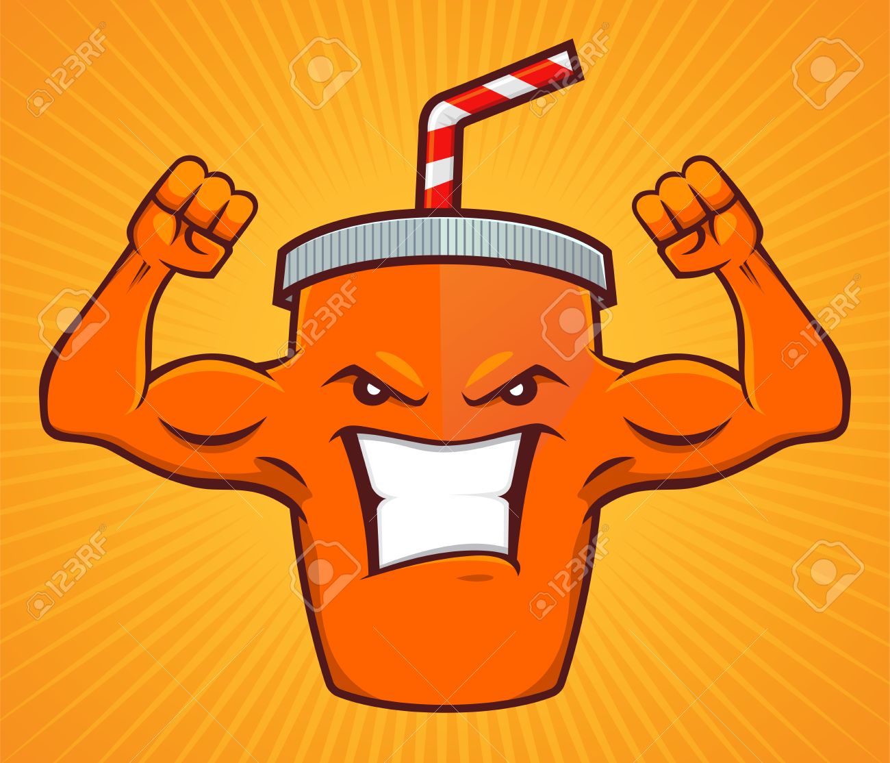 Cartoon character of a energy drink, with strong muscular arm - 55027149 Cartoon character of a energy drink, with strong muscular arm - 55027149