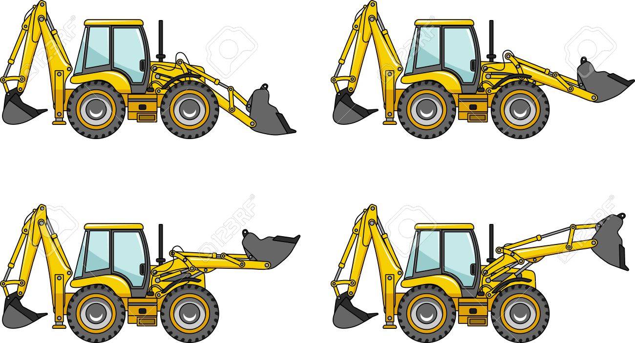バックホウの積込み機 重機や機械の詳細図のイラスト素材 ベクタ Image