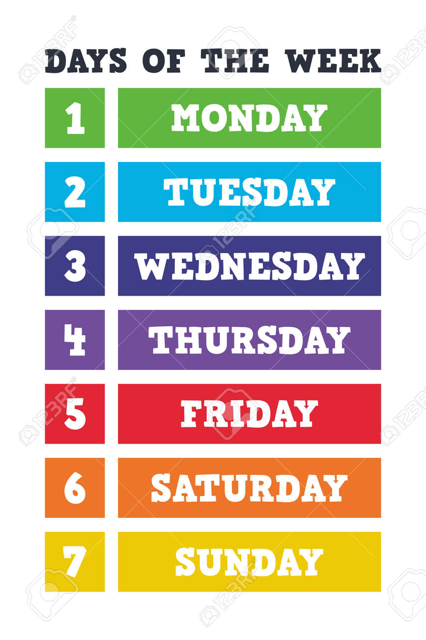 days-of-the-week-educational-wall-art-poster-classroom-posters-homeschool-printables-educational-poster-playroom-poster-royalty-free-svg-cliparts-vectors-and-stock-illustration-image-189918485 for Days Of The Week Poster Free Printable Days Of The Week Educational Wall Art Poster, Classroom Posters, Homeschool Printables, Educational Poster, Playroom Poster Royalty Free SVG, Cliparts, Vectors, and Stock Illustration. Image 189918485. for Days Of The Week Poster Free Printable