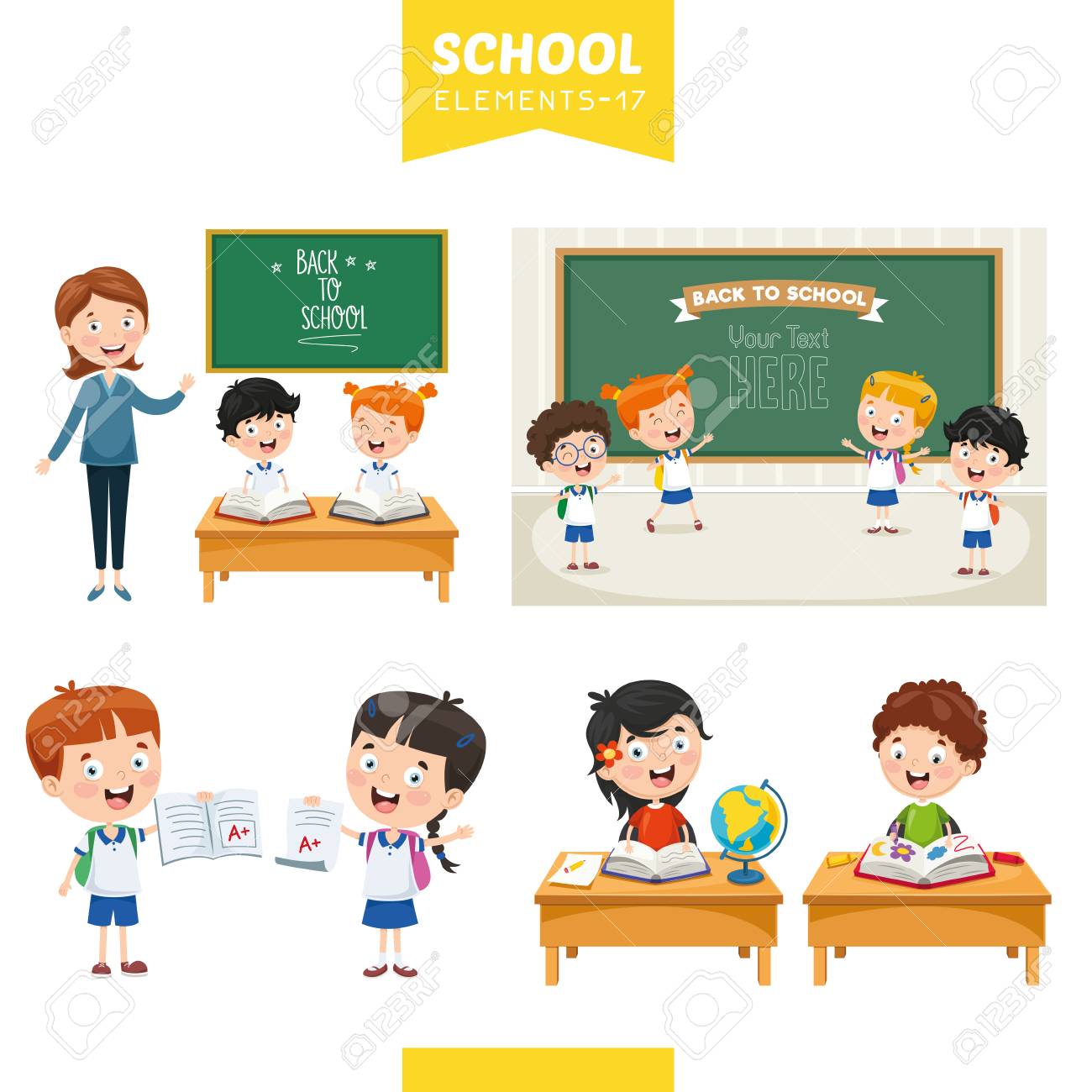 Vector Illustration Of Education Elements - 112919328 Vector Illustration Of Education Elements - 112919328