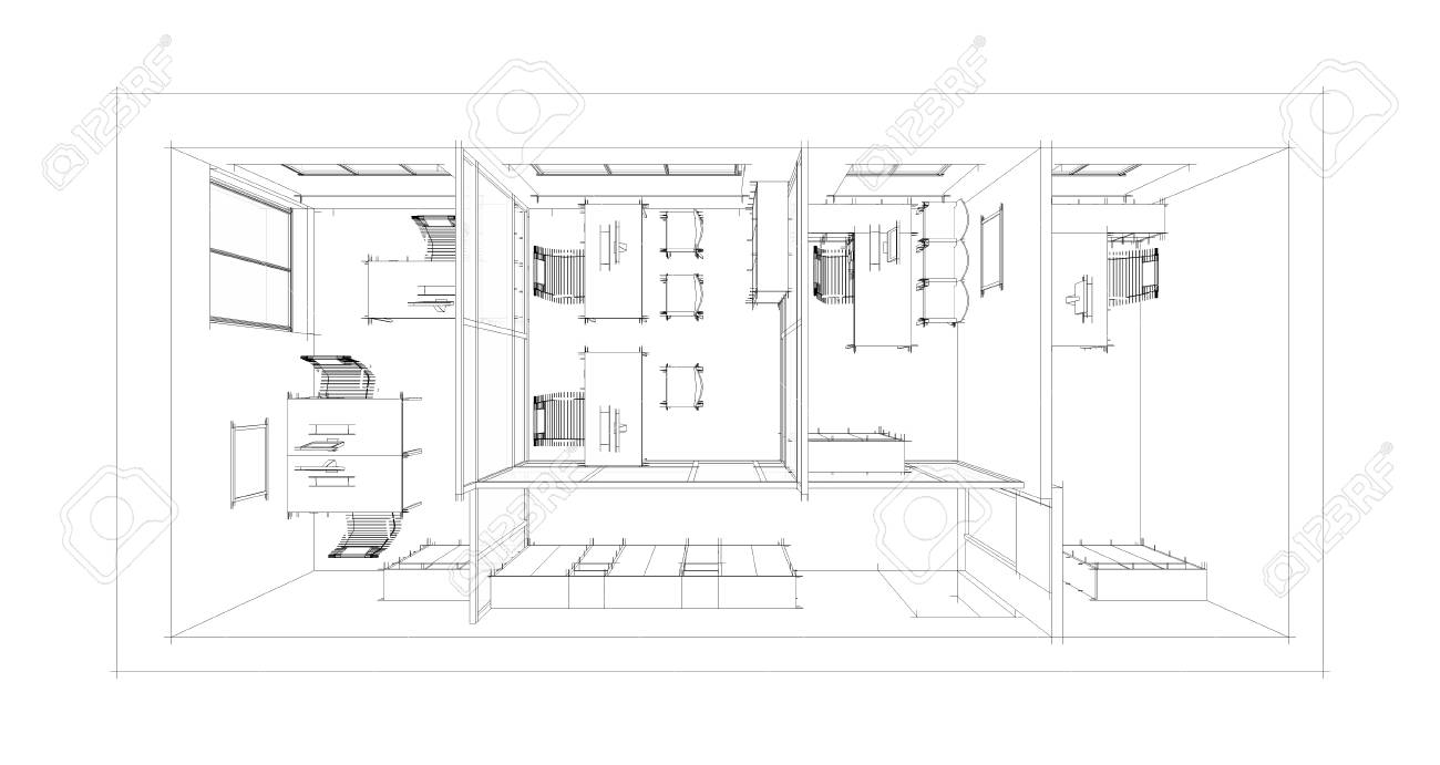 Interior Design Office Sketches the modern office interior design sketch 3d render stock photo Interior Design Office Sketches the modern office interior design sketch 3d render stock photo