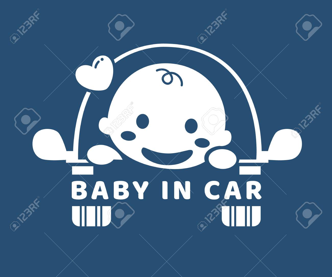 車の中の赤ちゃん ステッカー フラットなデザイン のイラスト素材 ベクタ Image