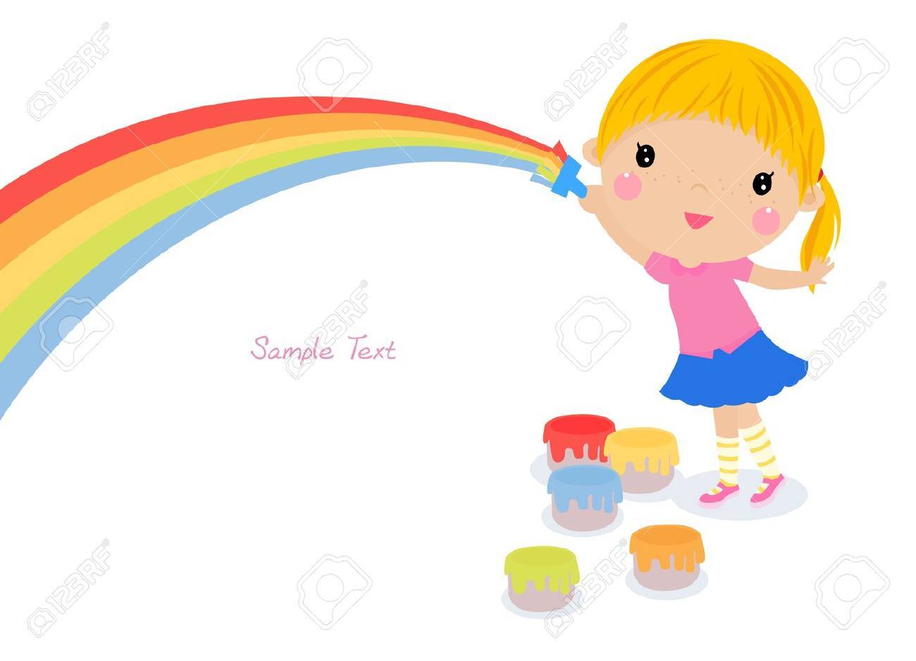 リトル アーティスト 絵画かわいい女の子のイラスト素材 ベクタ Image