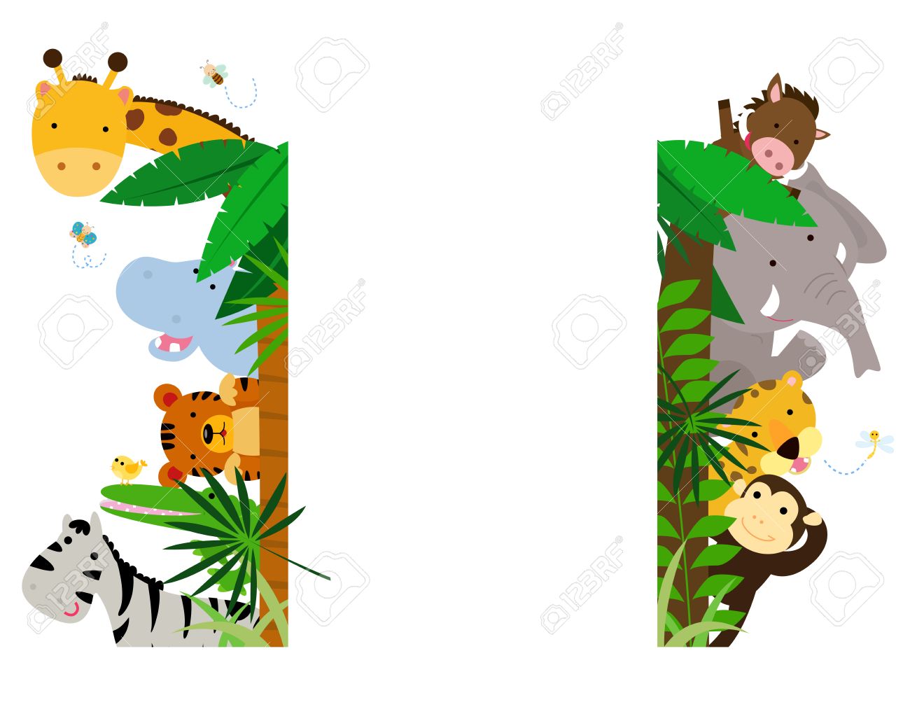 楽しいジャングル動物枠 のイラスト素材 ベクタ Image 楽しいジャングル動物枠 のイラスト素材 ベクタ Image
