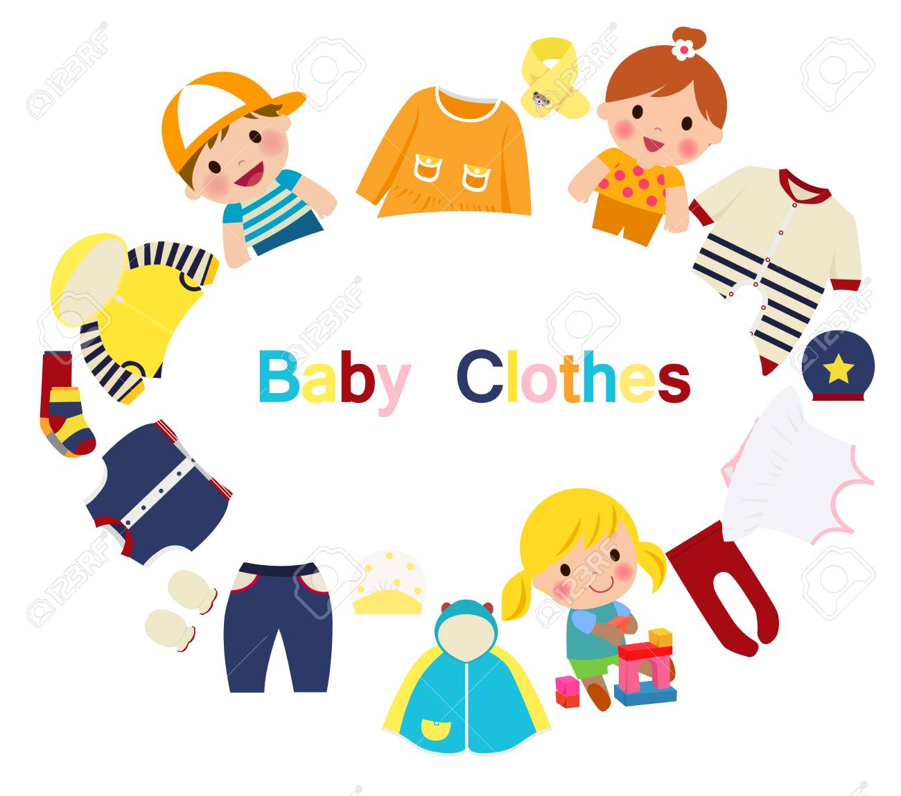 子供や赤ちゃんの服のイラスト素材 ベクタ Image